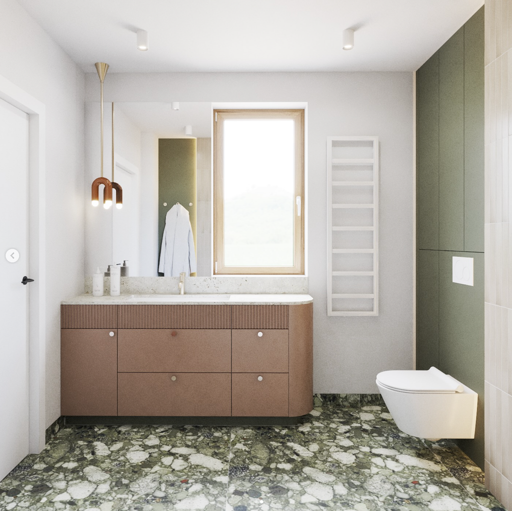 Venice Emerald Matt Terrazzo Tile Green Tiles 60cm x 120cm