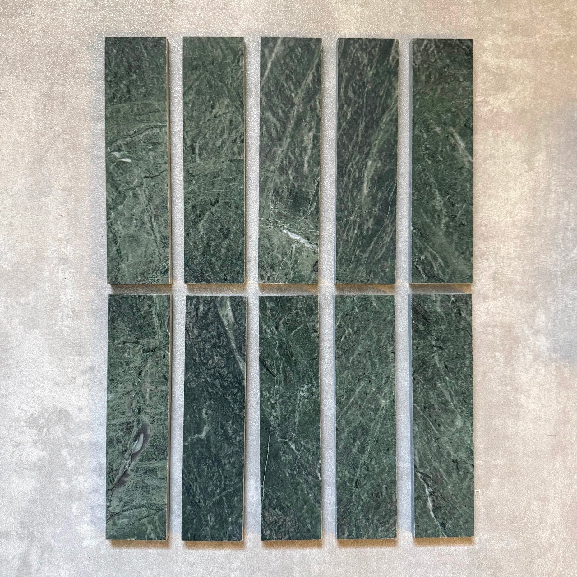 FULL TILE SAMPLE | Fayrouz Honed Verde Marble | 5cm x 20cm