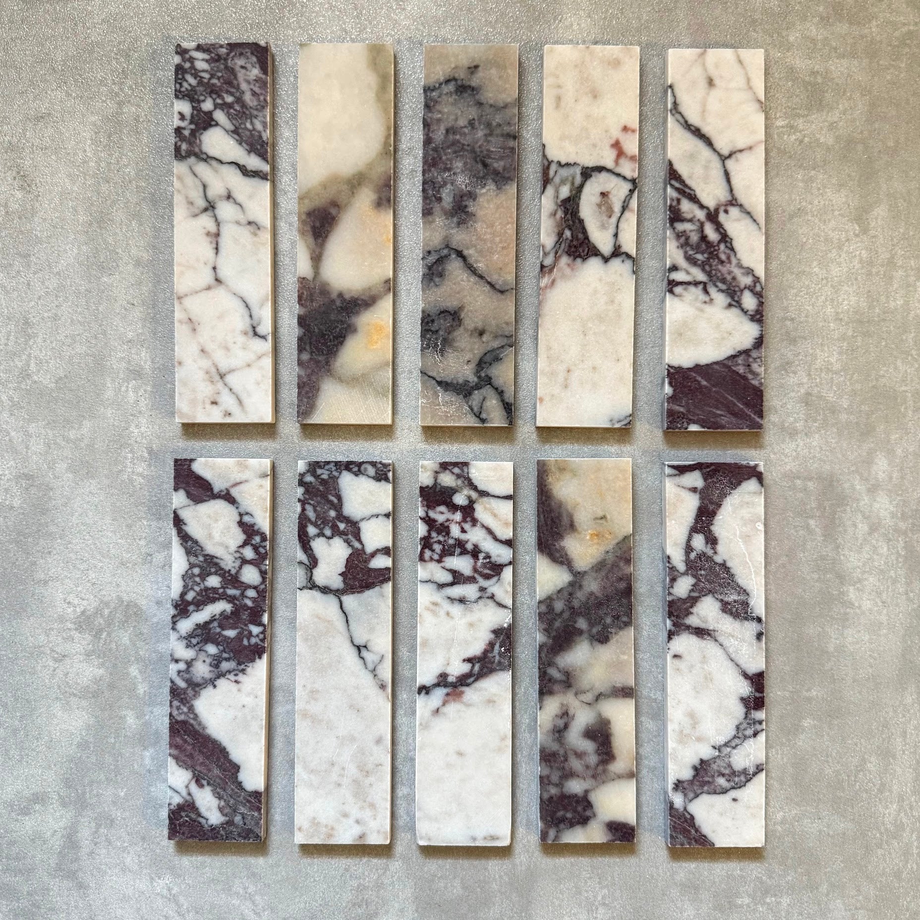 FULL TILE SAMPLE | Fayrouz Honed Viola Marble | 5cm x 20cm