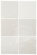 FULL TILE SAMPLE Zellige Square WHITE Moroccan Handmade Style 13.2cm x 13.2cm