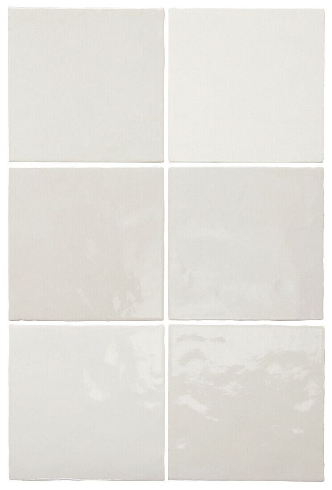 FULL TILE SAMPLE Zellige Square WHITE Moroccan Handmade Style 13.2cm x 13.2cm