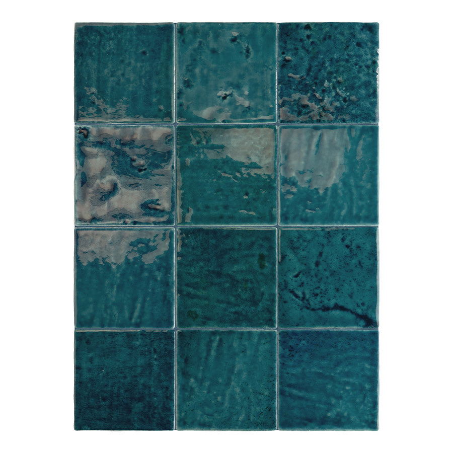 Bora Bora Amun Blue Square | Flux Glaze Finish | Wall Tile | 10cm x 10cm