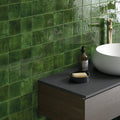 Bora Bora Green Square | Flux Glaze Finish | Wall Tile | 10cm x 10cm
