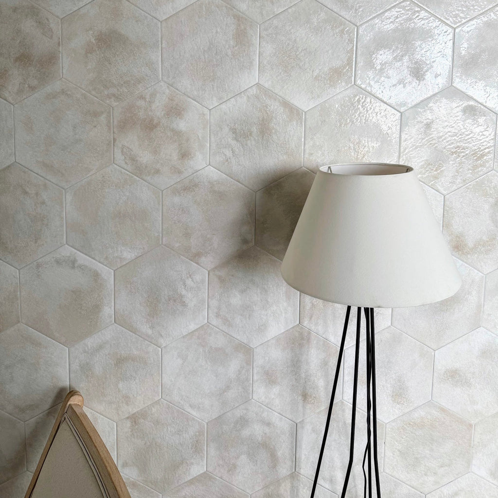 Enigma Lustre Glaze | Hexagon Mist | Porcelain Wall and Floor Tile