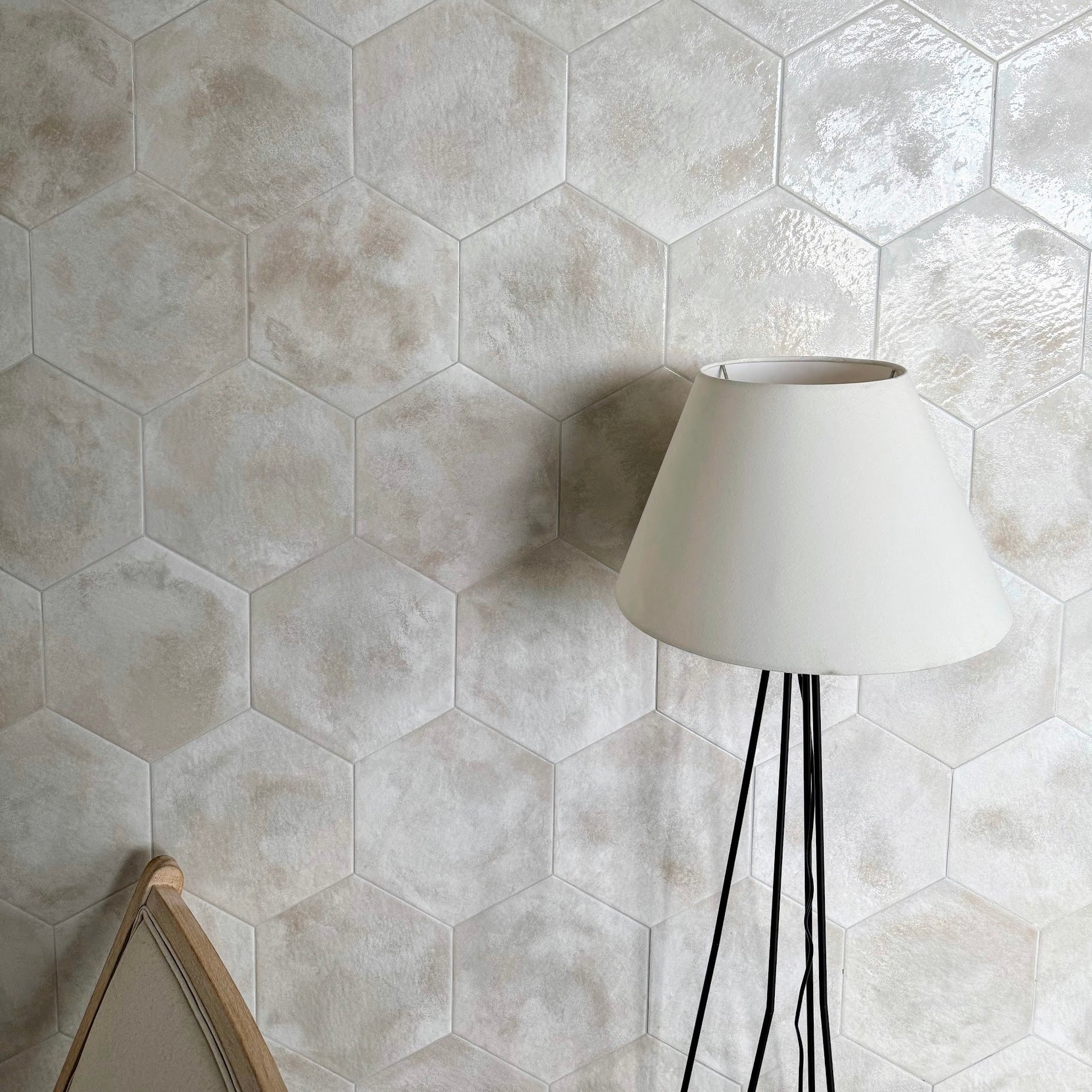 Enigma Lustre Glaze | Hexagon Mist | Porcelain Wall and Floor Tile