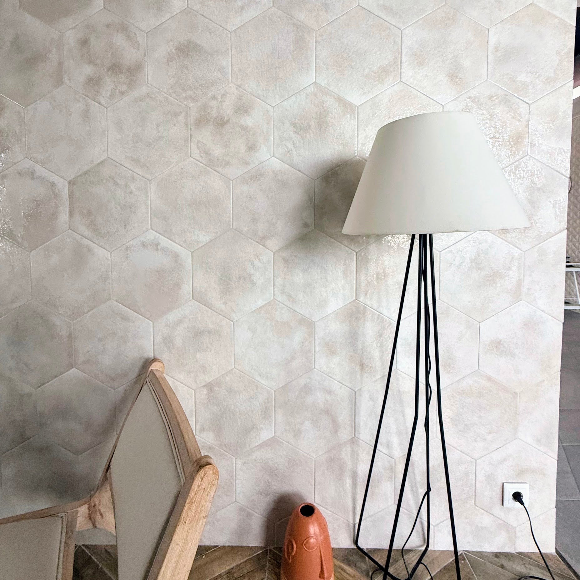 Enigma Lustre Glaze | Hexagon Mist | Porcelain Wall and Floor Tile