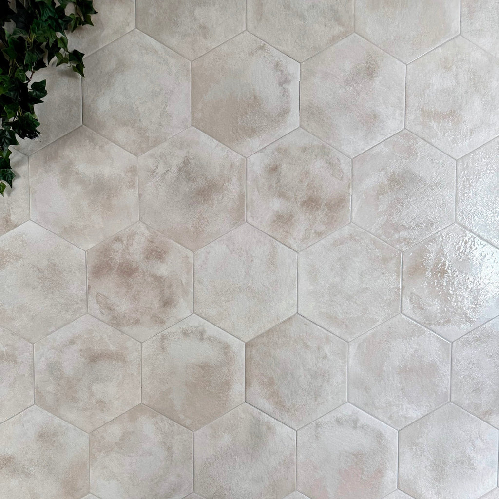 Enigma Lustre Glaze | Hexagon Mist | Porcelain Wall and Floor Tile